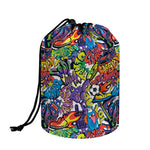Funky Graffiti Pattern Print Drawstring Makeup Bag