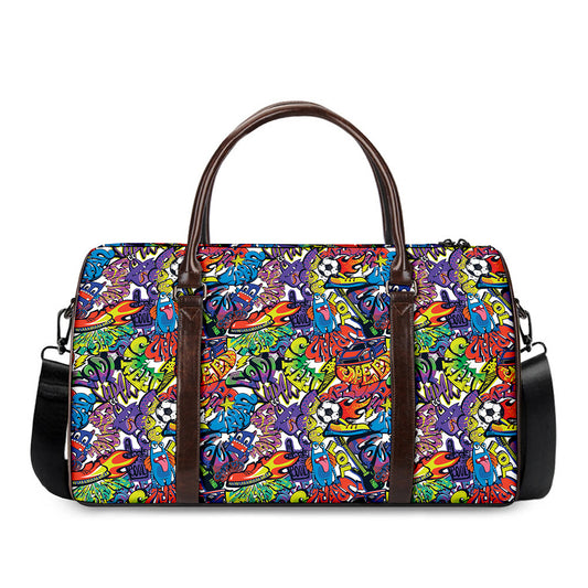 Funky Graffiti Pattern Print Duffle Bag