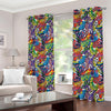 Funky Graffiti Pattern Print Extra Wide Grommet Curtains