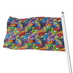 Funky Graffiti Pattern Print Flag