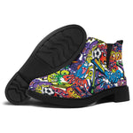 Funky Graffiti Pattern Print Flat Ankle Boots