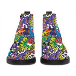 Funky Graffiti Pattern Print Flat Ankle Boots