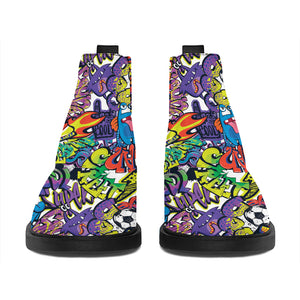 Funky Graffiti Pattern Print Flat Ankle Boots