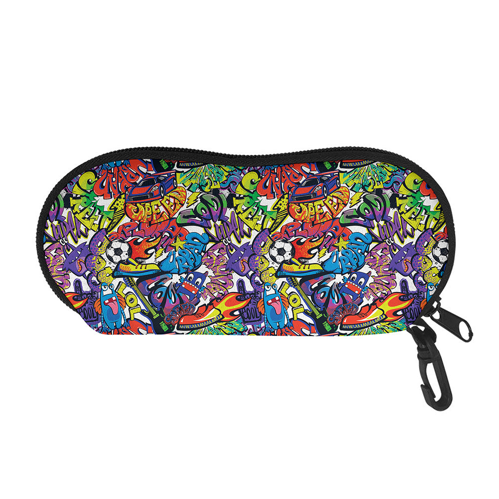 Funky Graffiti Pattern Print Glasses Case