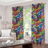 Funky Graffiti Pattern Print Grommet Curtains