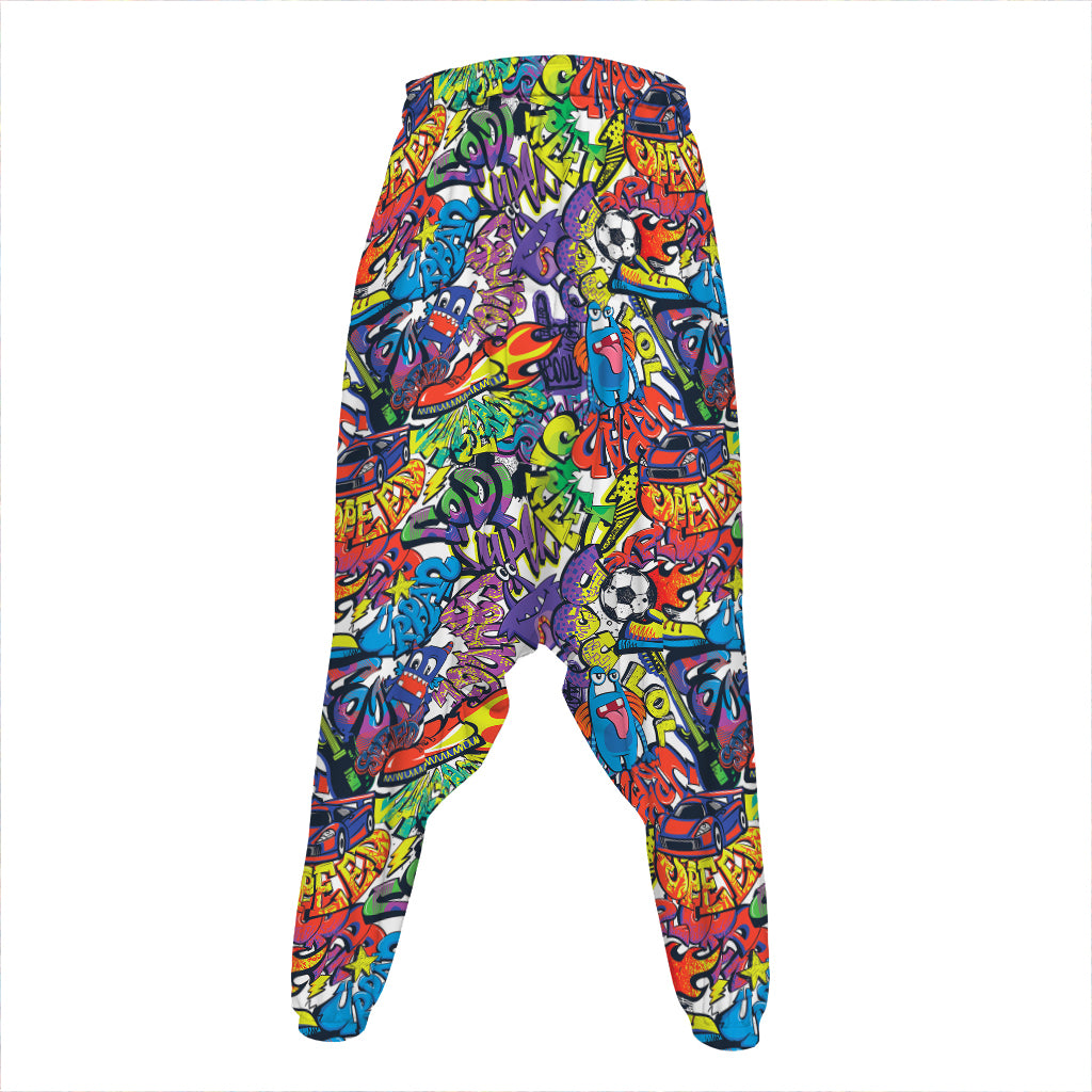 Funky Graffiti Pattern Print Hammer Pants