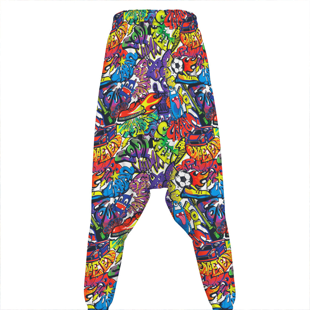 Funky Graffiti Pattern Print Hammer Pants