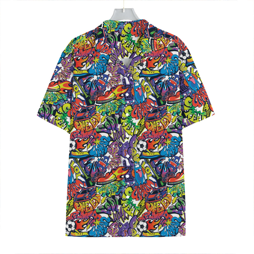 Funky Graffiti Pattern Print Hawaiian Shirt