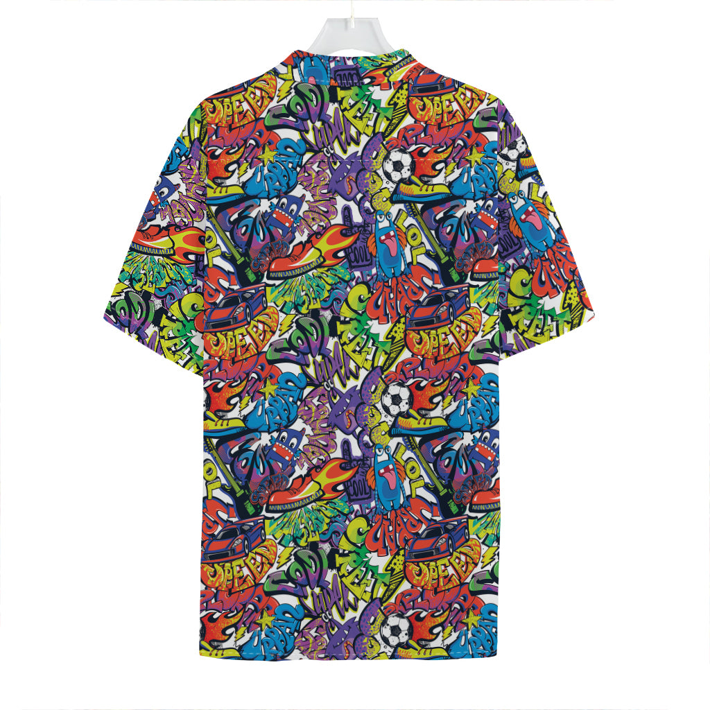 Funky Graffiti Pattern Print Hawaiian Shirt