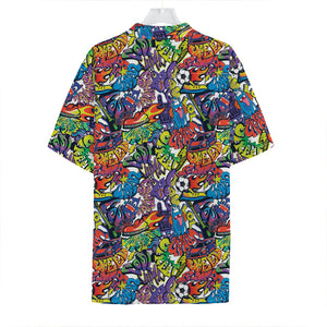 Funky Graffiti Pattern Print Hawaiian Shirt