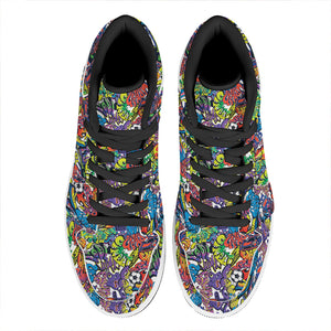 Funky Graffiti Pattern Print High Top Leather Sneakers