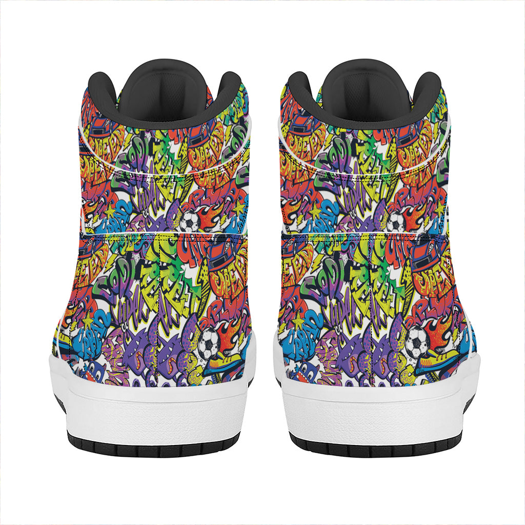 Funky Graffiti Pattern Print High Top Leather Sneakers