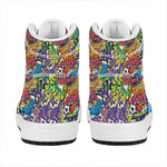 Funky Graffiti Pattern Print High Top Leather Sneakers