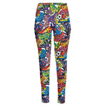 Funky Graffiti Pattern Print High-Waisted Pocket Leggings