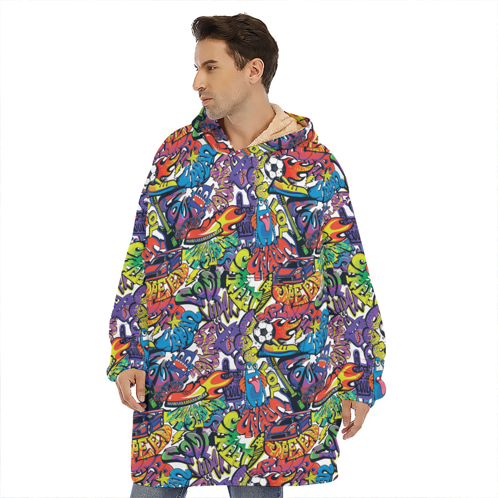 Funky Graffiti Pattern Print Hoodie Blanket