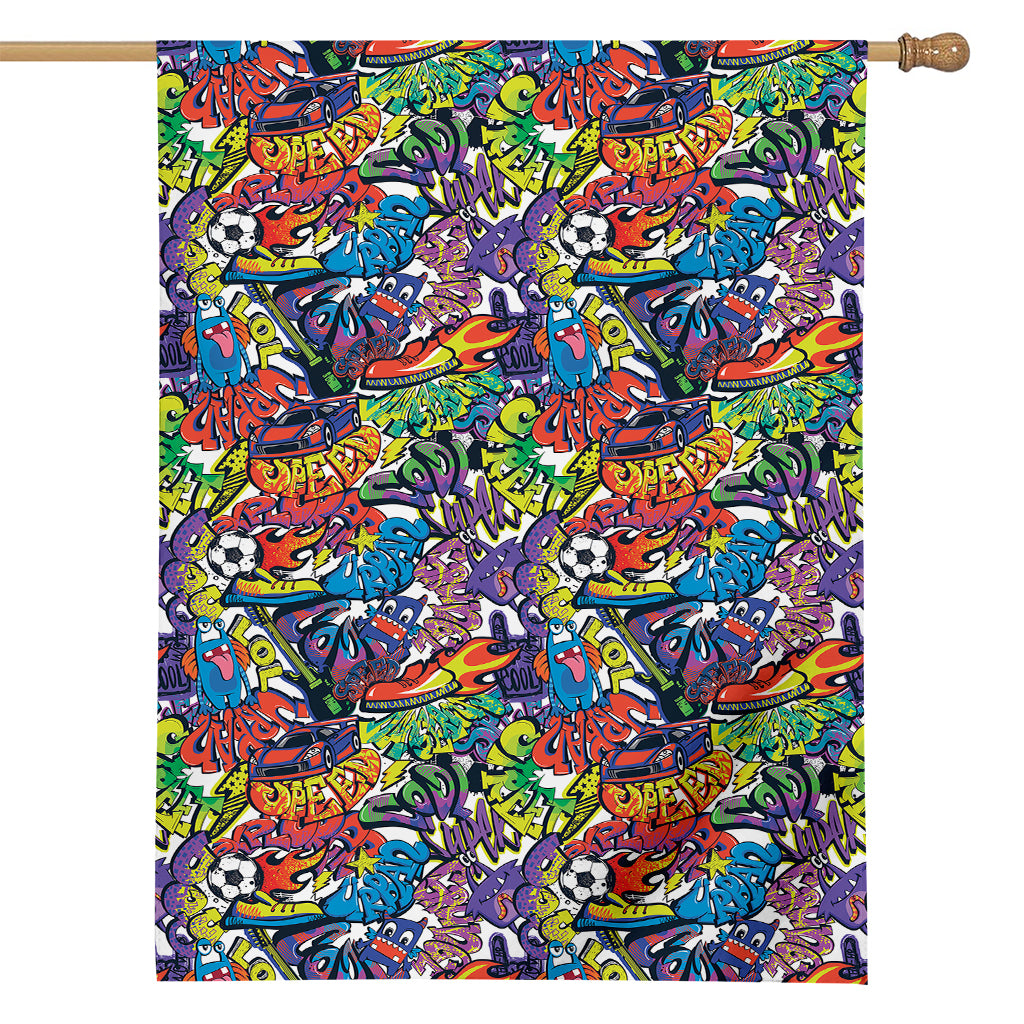 Funky Graffiti Pattern Print House Flag