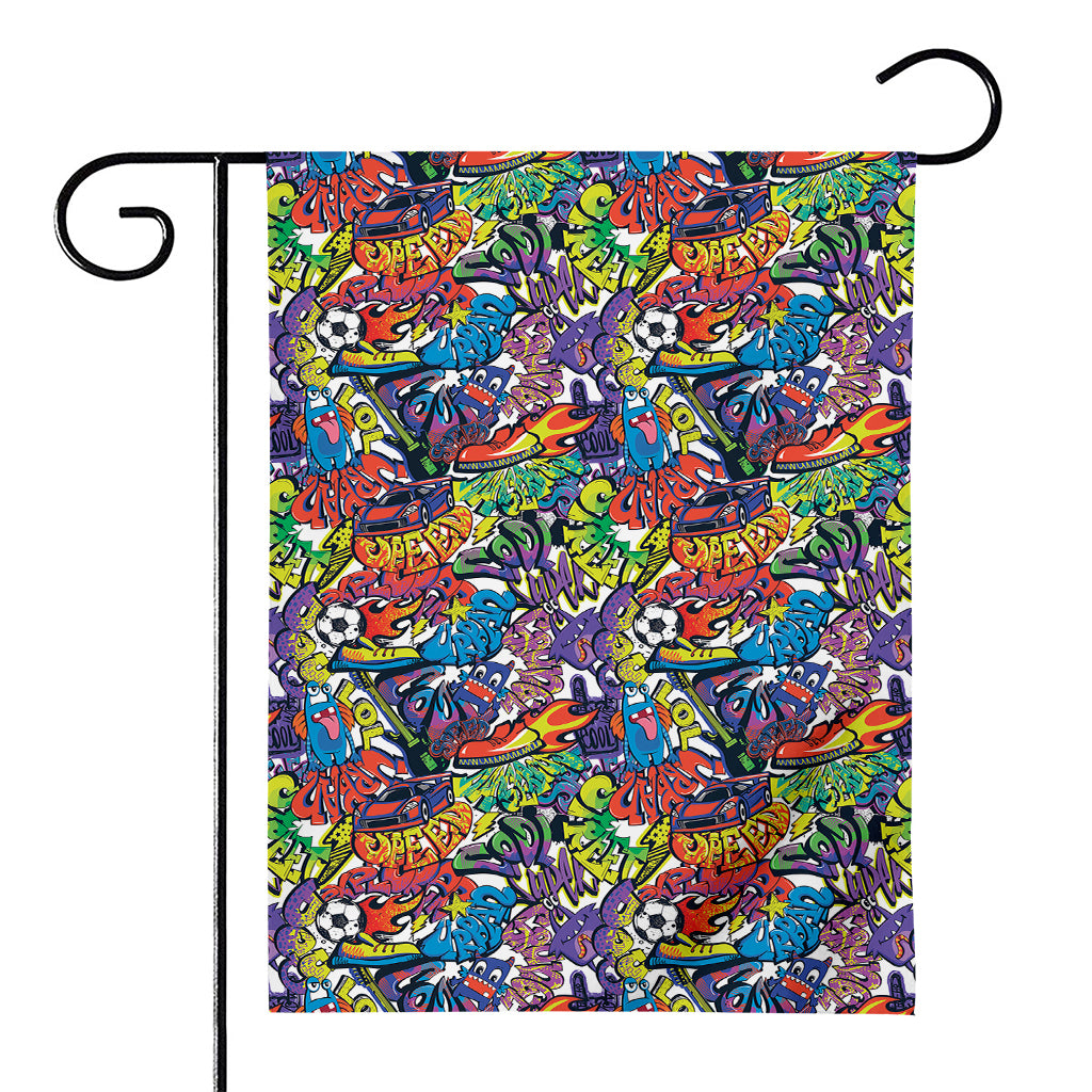 Funky Graffiti Pattern Print House Flag