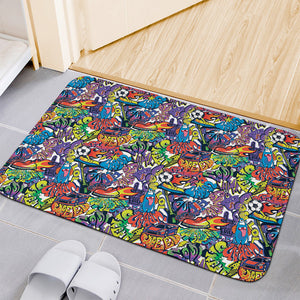 Funky Graffiti Pattern Print Indoor Door Mat