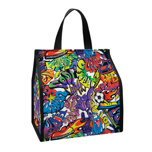 Funky Graffiti Pattern Print Insulated Lunch Tote