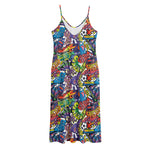 Funky Graffiti Pattern Print Jersey Midi Cami Dress