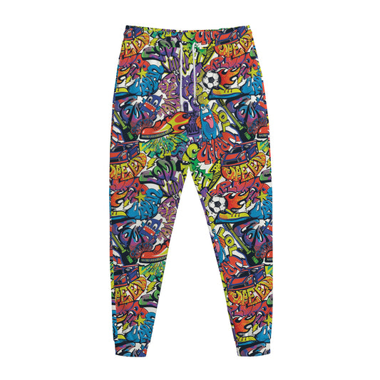 Funky Graffiti Pattern Print Jogger Pants