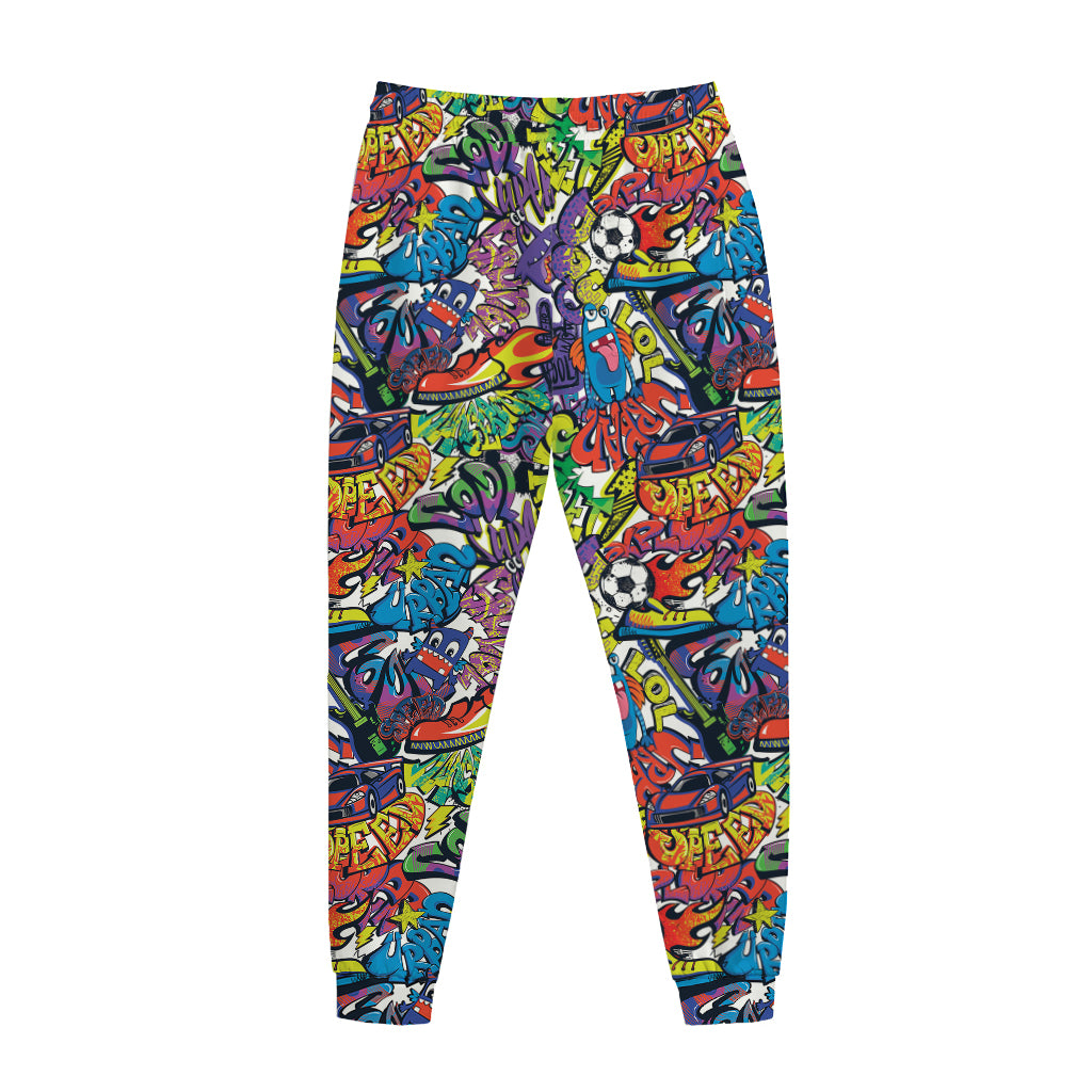 Funky Graffiti Pattern Print Jogger Pants