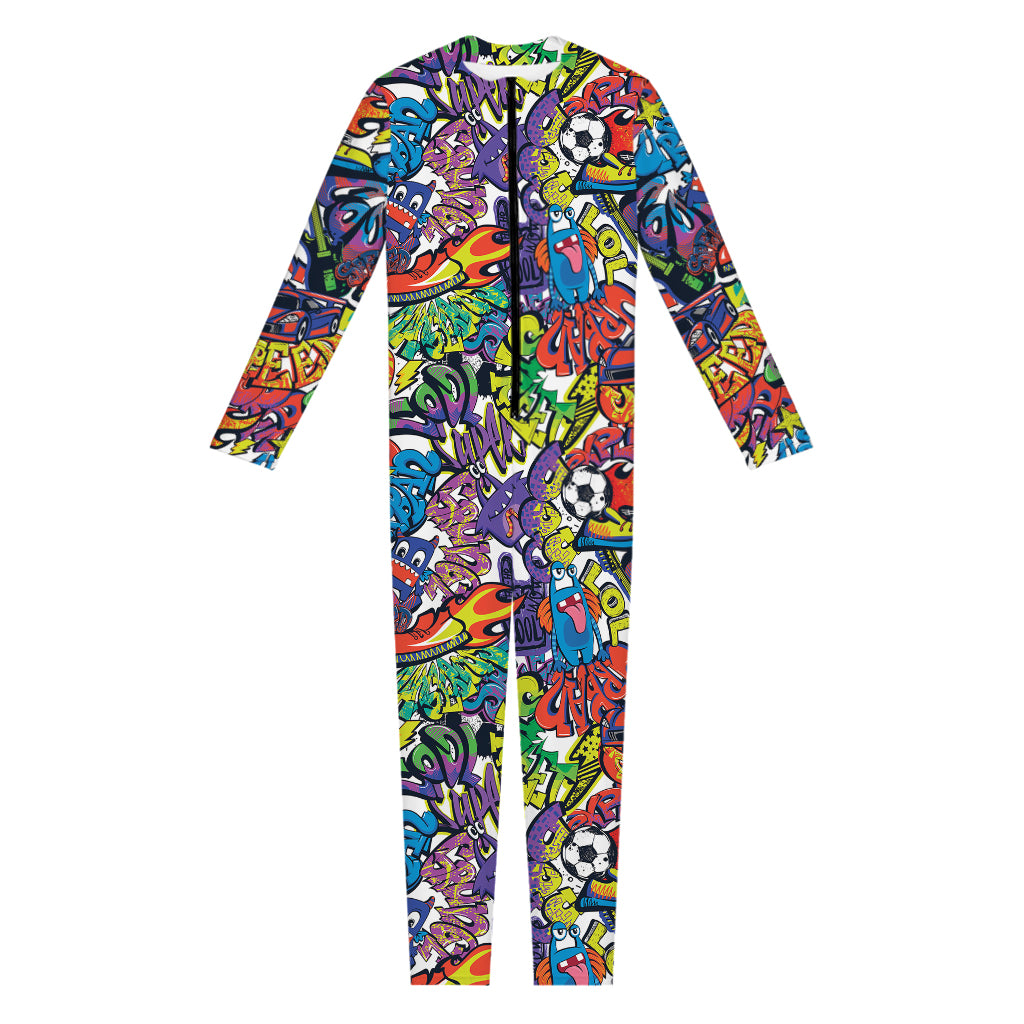 Funky Graffiti Pattern Print Jumpsuit