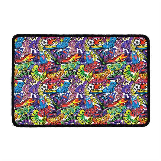 Funky Graffiti Pattern Print Kitchen Mat
