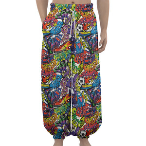 Funky Graffiti Pattern Print Lantern Pants