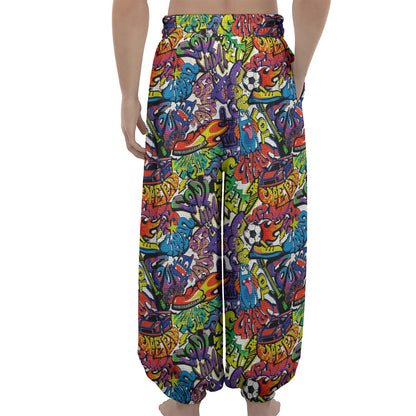 Funky Graffiti Pattern Print Lantern Pants