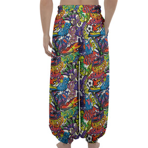 Funky Graffiti Pattern Print Lantern Pants