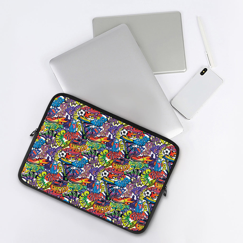 Funky Graffiti Pattern Print Laptop Sleeve