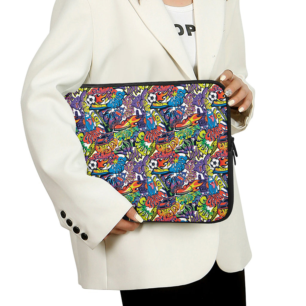 Funky Graffiti Pattern Print Laptop Sleeve