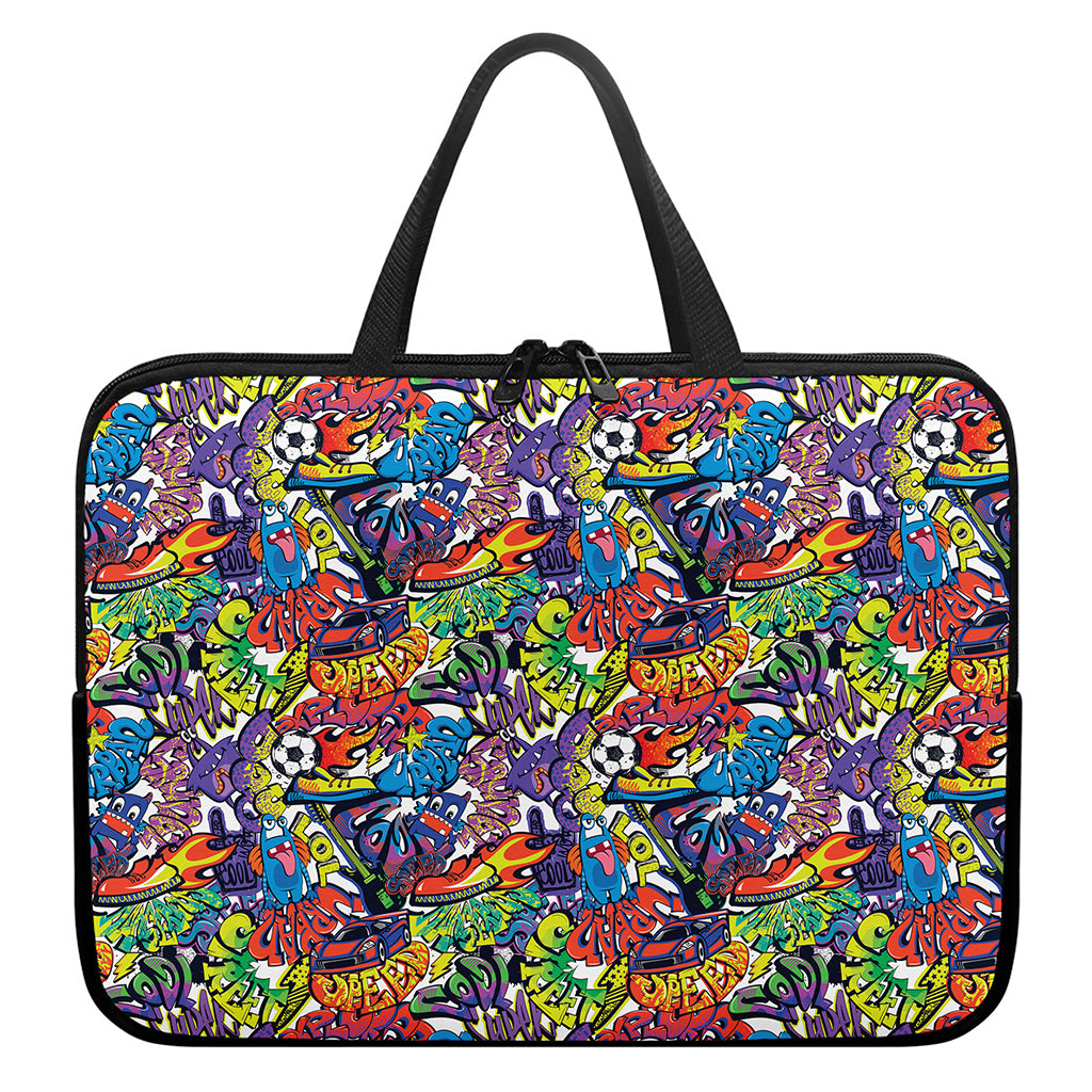 Funky Graffiti Pattern Print Laptop Sleeve With Handle