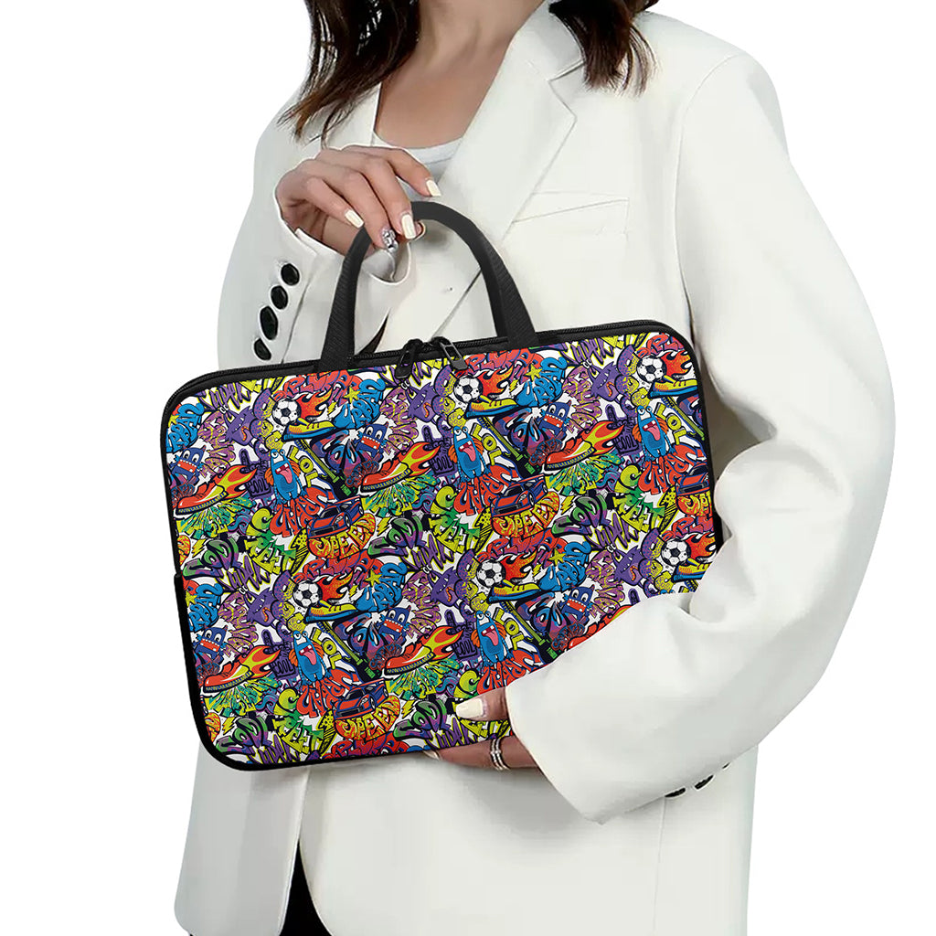 Funky Graffiti Pattern Print Laptop Sleeve With Handle