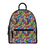 Funky Graffiti Pattern Print Leather Backpack