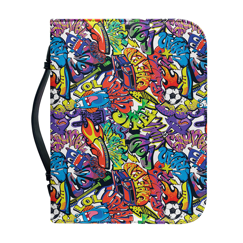 Funky Graffiti Pattern Print Leather Bible Cover
