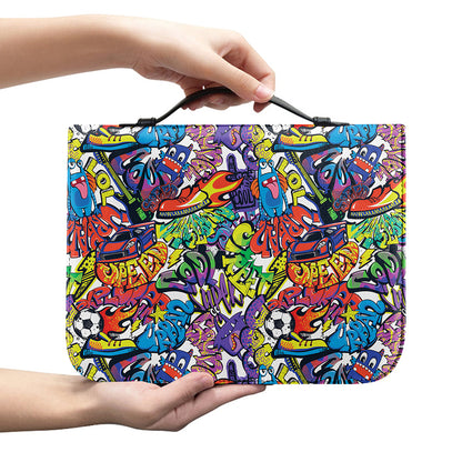 Funky Graffiti Pattern Print Leather Bible Cover