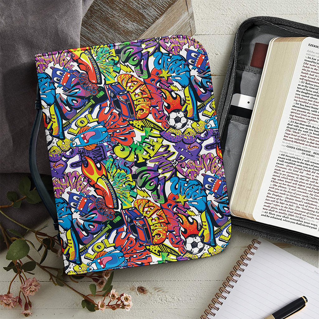 Funky Graffiti Pattern Print Leather Bible Cover