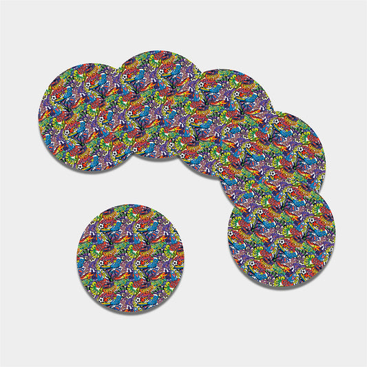 Funky Graffiti Pattern Print Leather Coaster Set