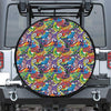 Funky Graffiti Pattern Print Leather Spare Tire Cover