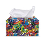 Funky Graffiti Pattern Print Leather Tissue Box Cover