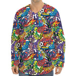 Funky Graffiti Pattern Print Long Sleeve Baseball Jersey