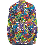 Funky Graffiti Pattern Print Long Sleeve Baseball Jersey