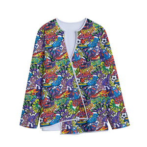 Funky Graffiti Pattern Print Long Sleeve Short Coat