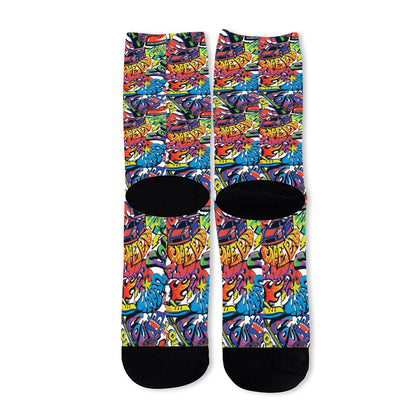Funky Graffiti Pattern Print Long Socks