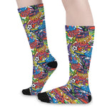 Funky Graffiti Pattern Print Long Socks