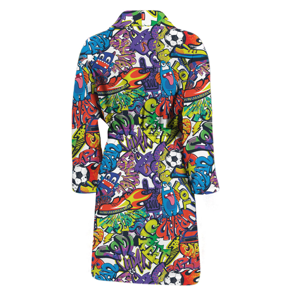 Funky Graffiti Pattern Print Men's Bathrobe