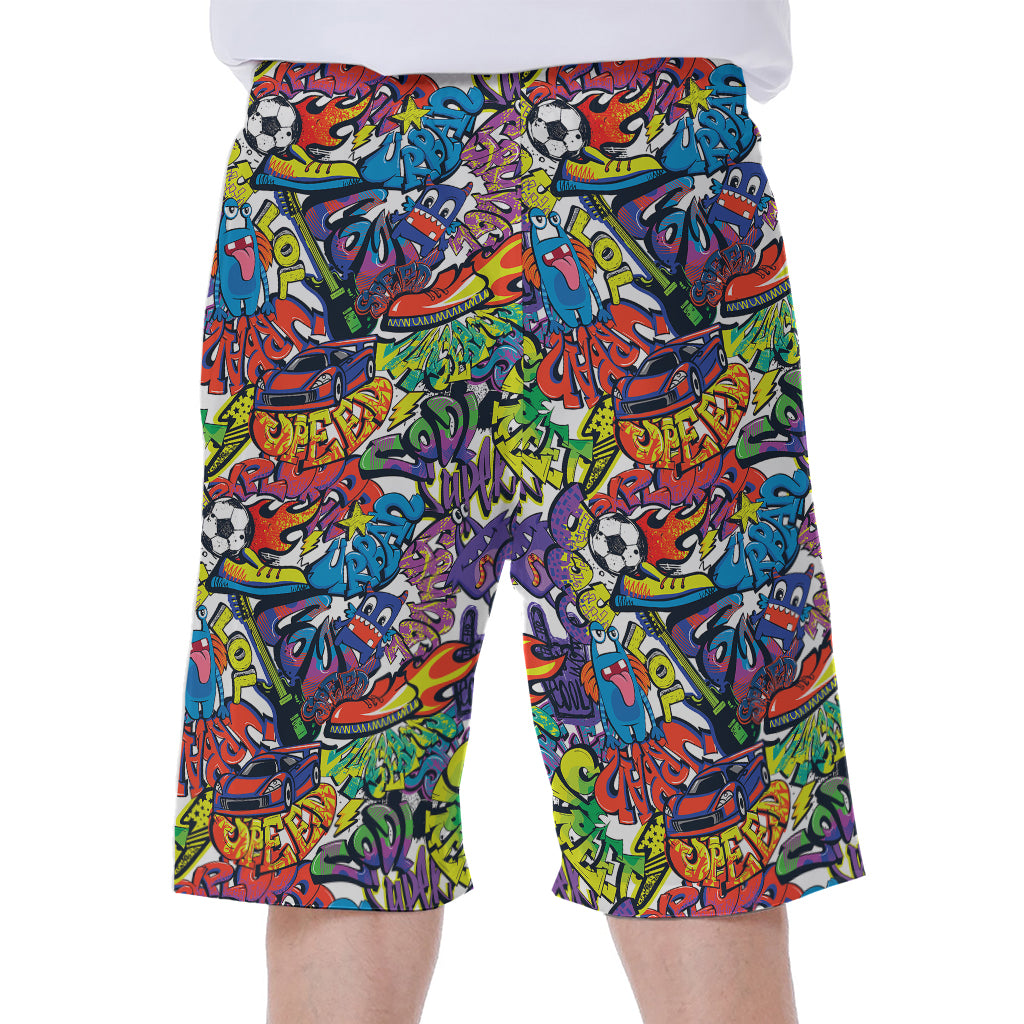 Funky Graffiti Pattern Print Men's Beach Shorts