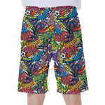 Funky Graffiti Pattern Print Men's Beach Shorts